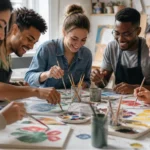 Groupe de jeunes faisant de l'art-thérapie