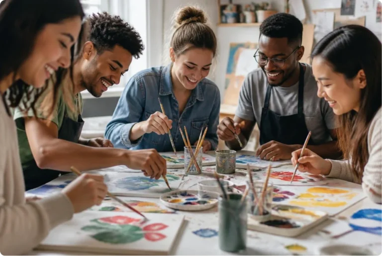 Groupe de jeunes faisant de l'art-thérapie